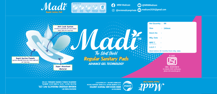 Madi sanitary napkin pouch back panel