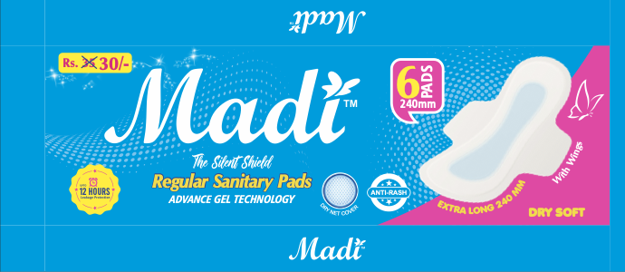 Madi regular sanitary napkins pouch front